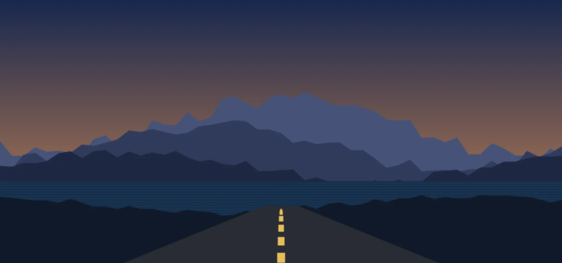Highway along the British Columbia coast at dusk